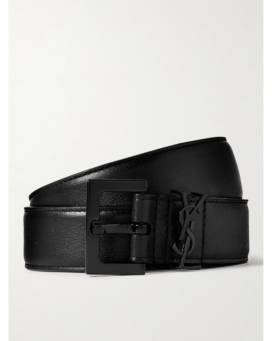 Saint Laurent Black 3cm Full-grain Leather Belt for men