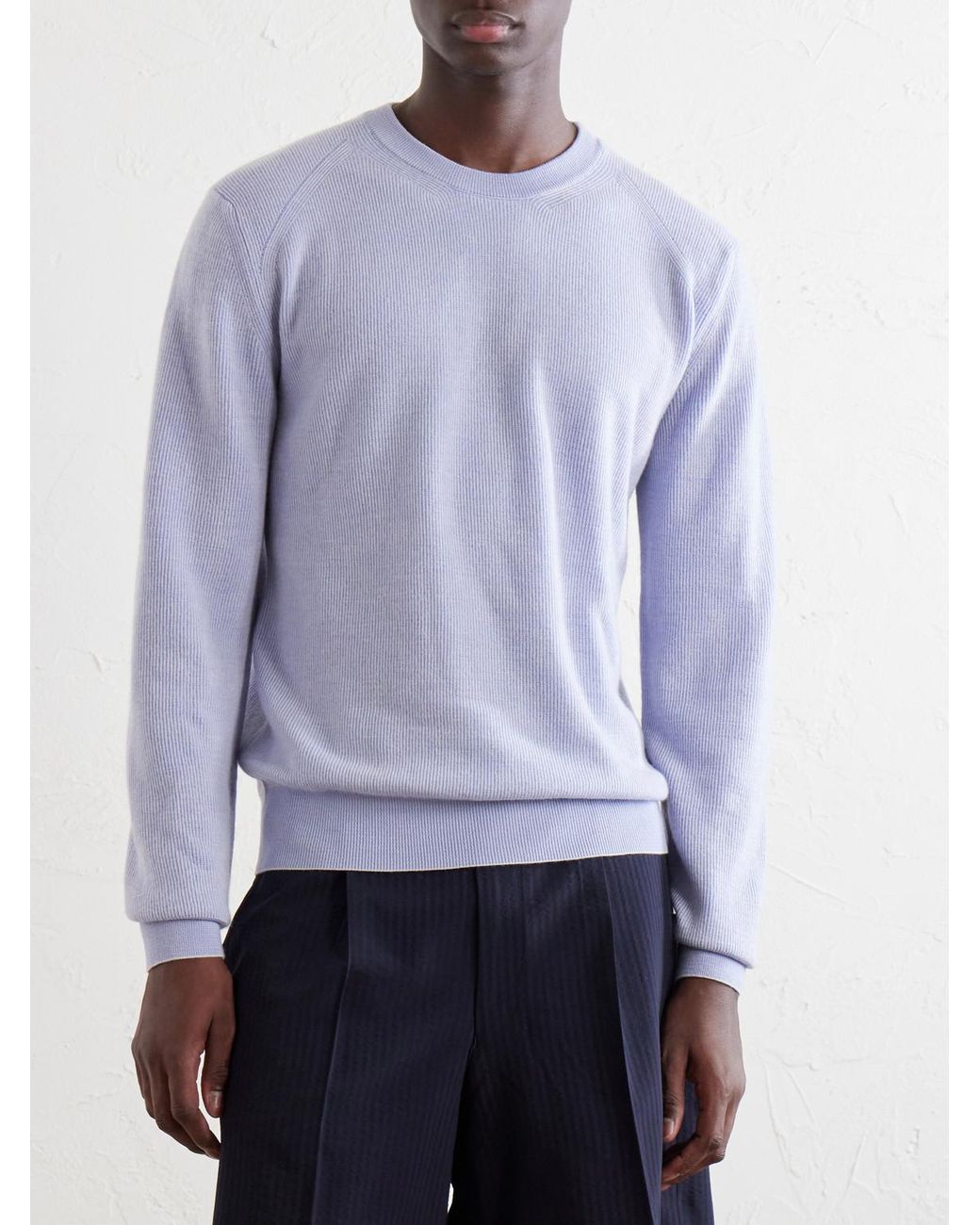 Brioni Purple Cashmere And Wool-Blend Sweater for men