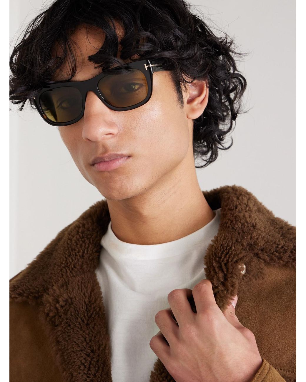 Tom Ford Black Marshall Rectangular-Frame Acetate Sunglasses for men