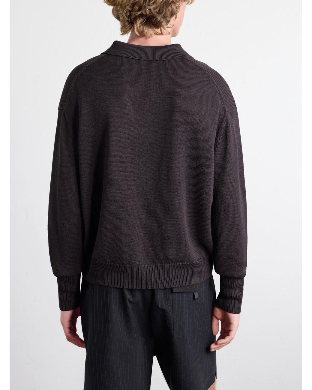 Studio Nicholson Blue Paper Half-Zip Polo Sweater for men