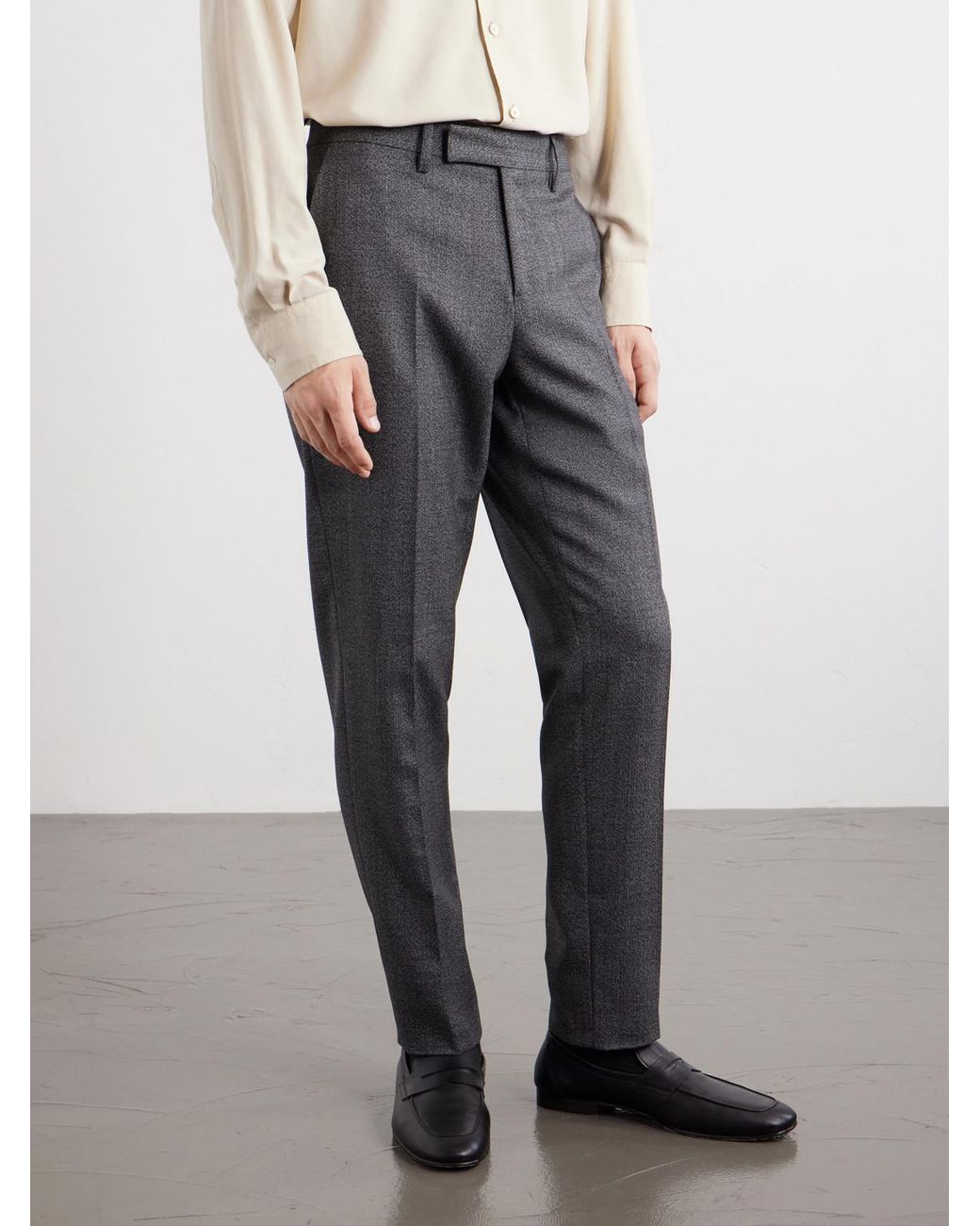 Lardini Gray Straight-Leg Wool Suit Trousers for men