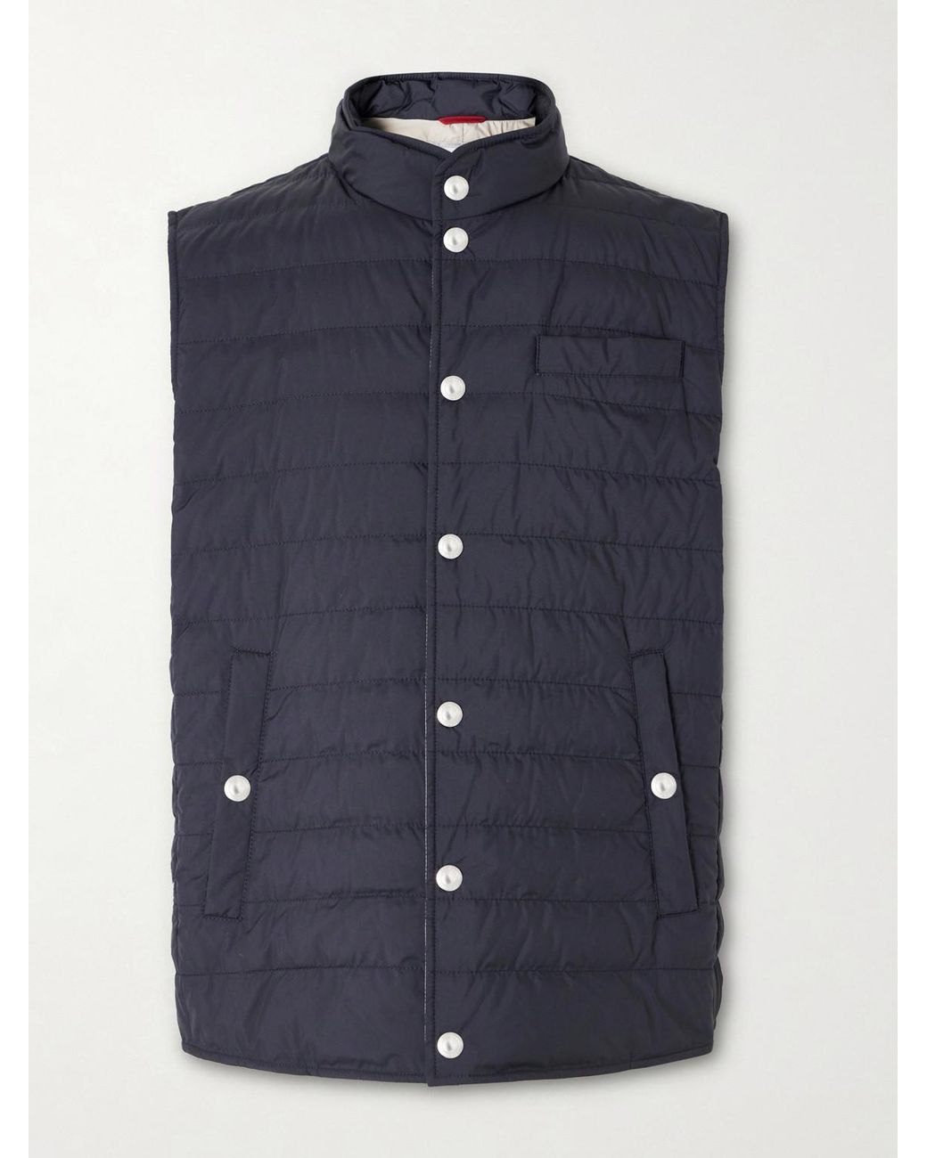 Brunello Cucinelli Blue Quilted Shell Down Gilet for men
