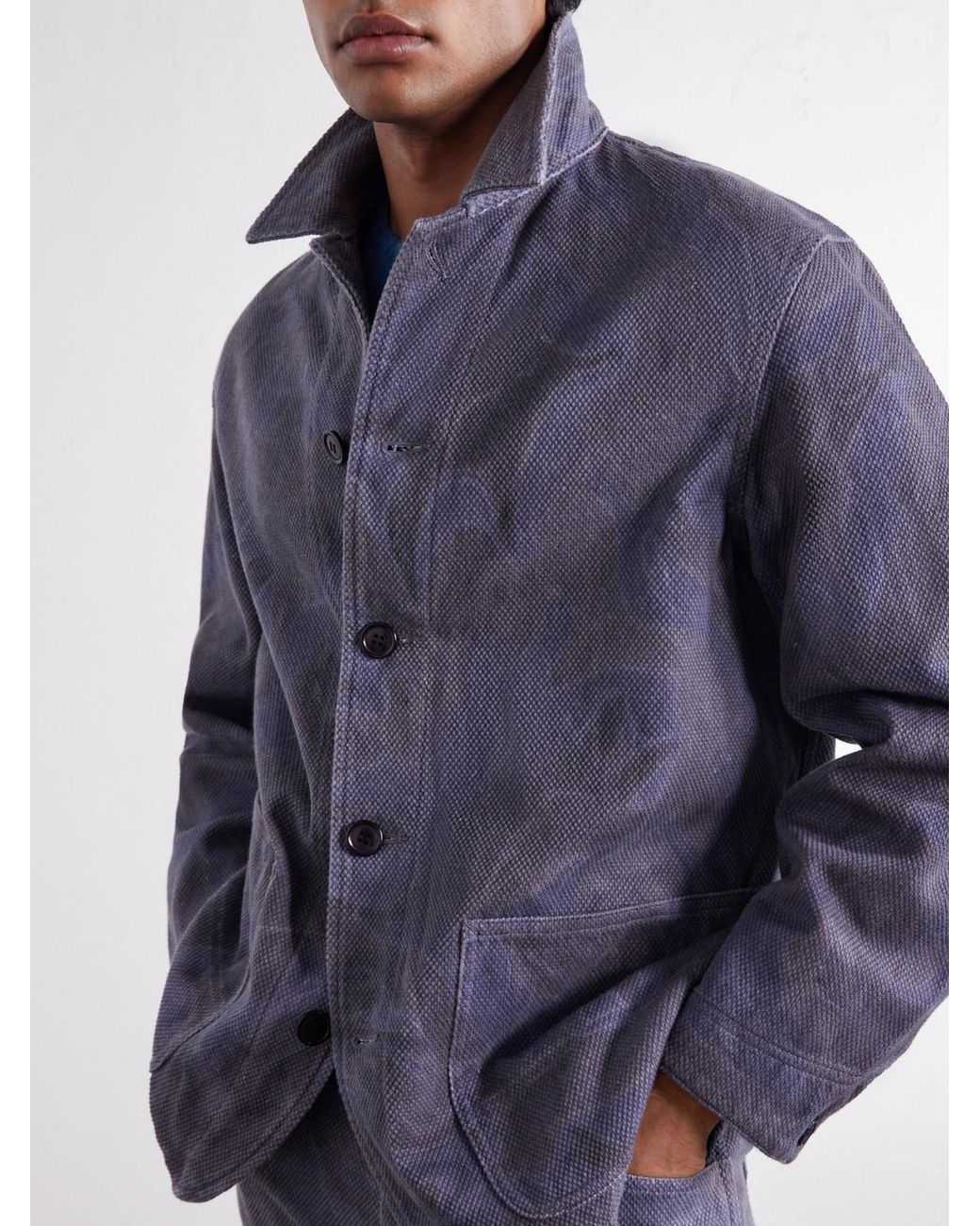 Blue Blue Japan Blue Coverall Sumi Nagashi Cotton-Sashiko Jacket for men
