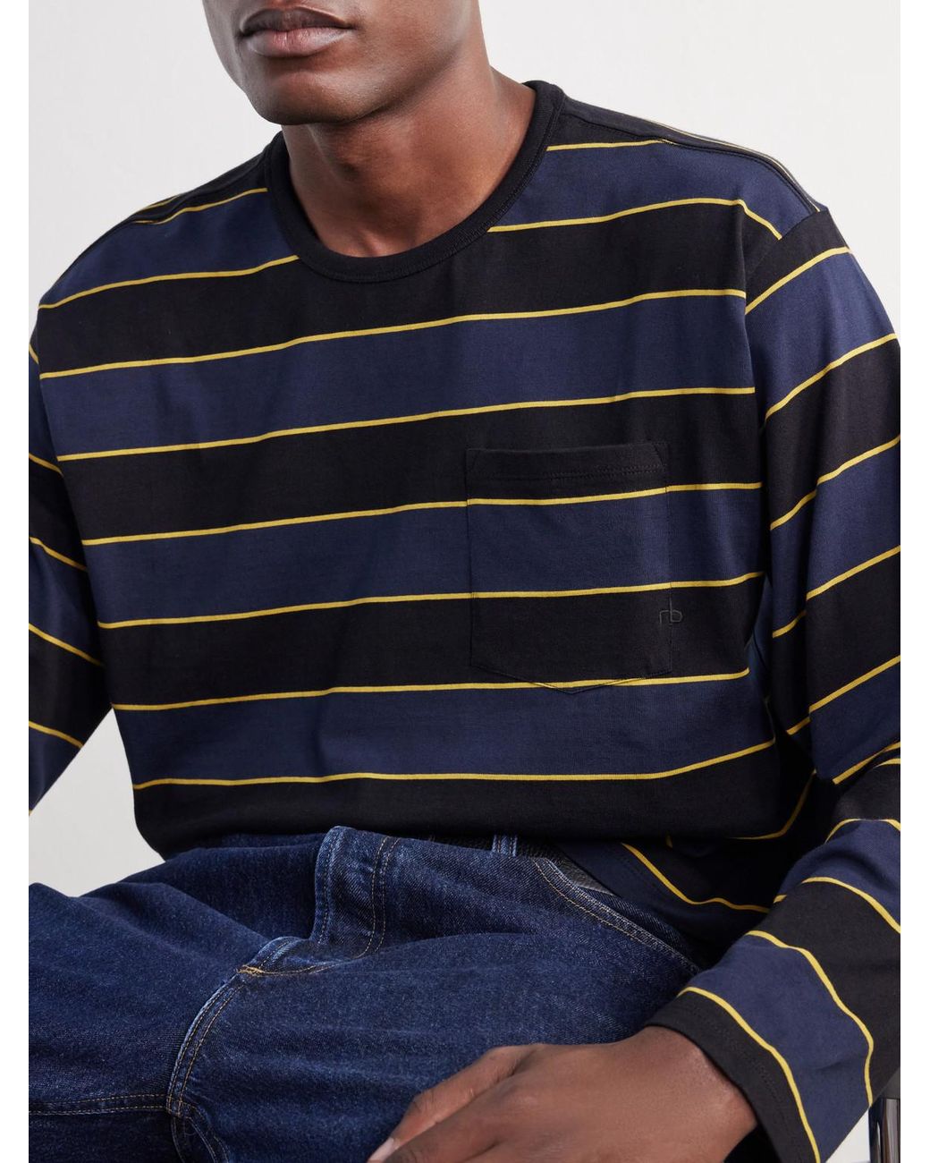 Rag & Bone Blue Striped Cotton-Jersey T-Shirt for men