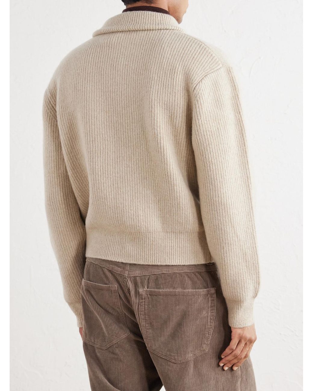 Officine Generale Natural Florys Ribbed Wool-Blend Zip-Up Cardigan for men