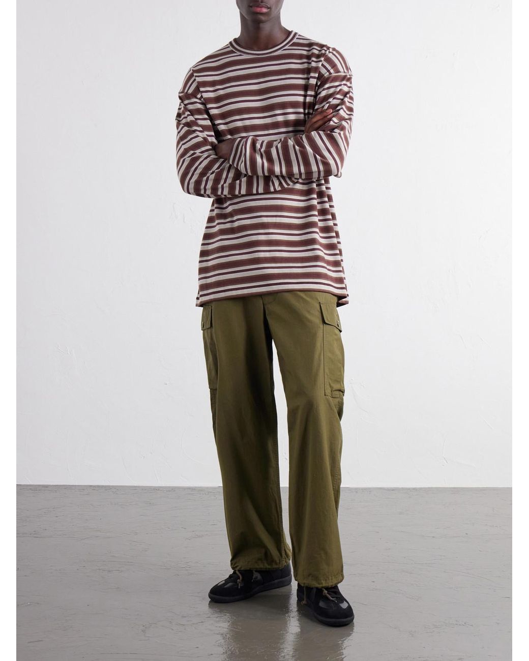 Comme des Garçons Red Striped Cotton-Jersey T-Shirt for men