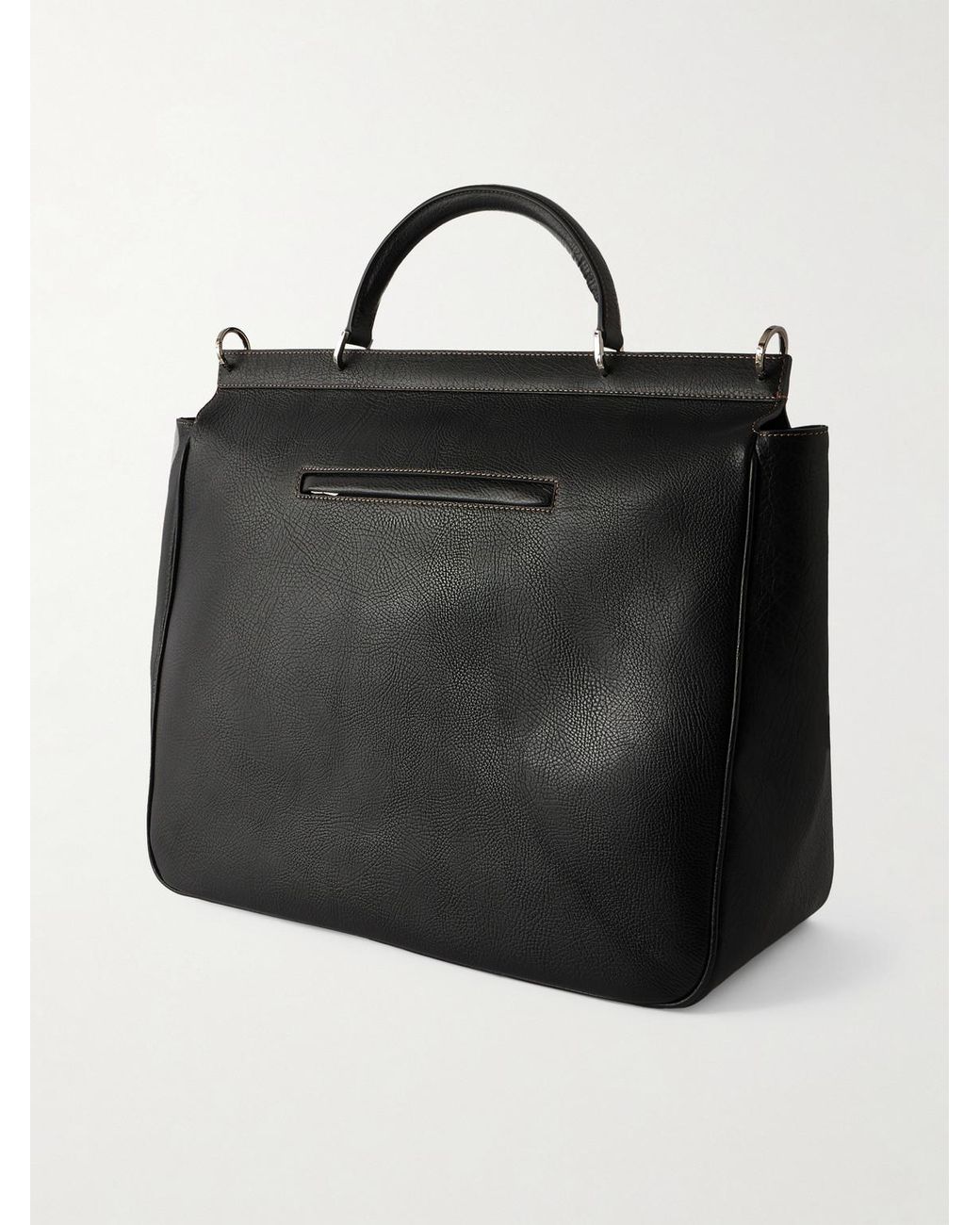 Brunello Cucinelli Black Full-grain Leather Weekend Bag for men