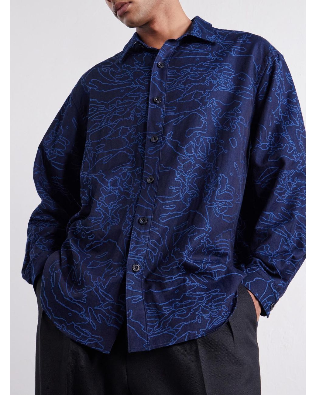 Blue Blue Japan Blue Cotton-Jacquard Shirt for men