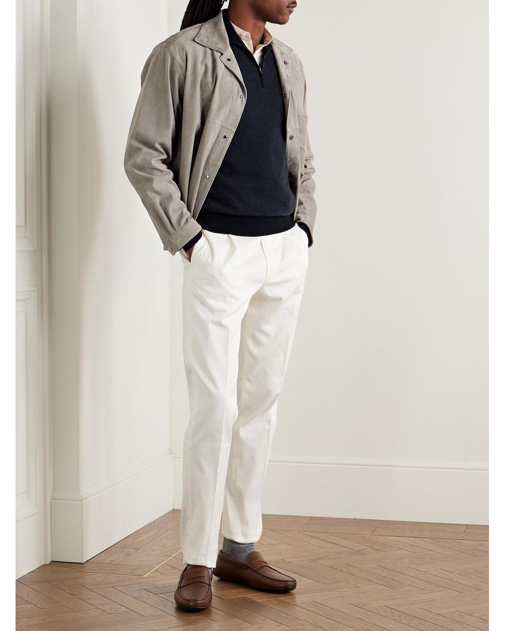 Loro Piana Blue Roadster Striped Cashmere Half-Zip Sweater for men