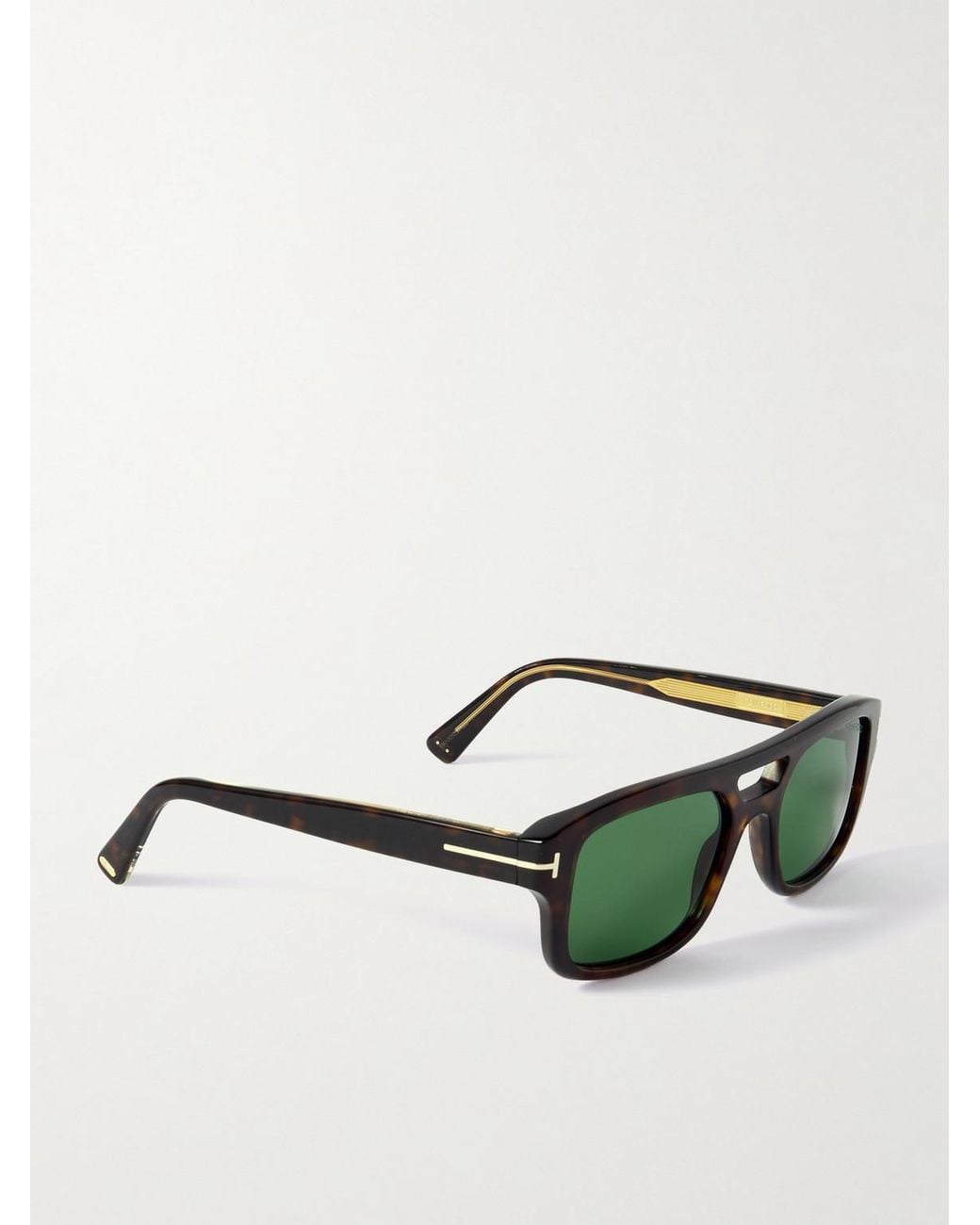 Tom Ford Green Double-Bridge Aviator-Style Acetate Sunglasses for men
