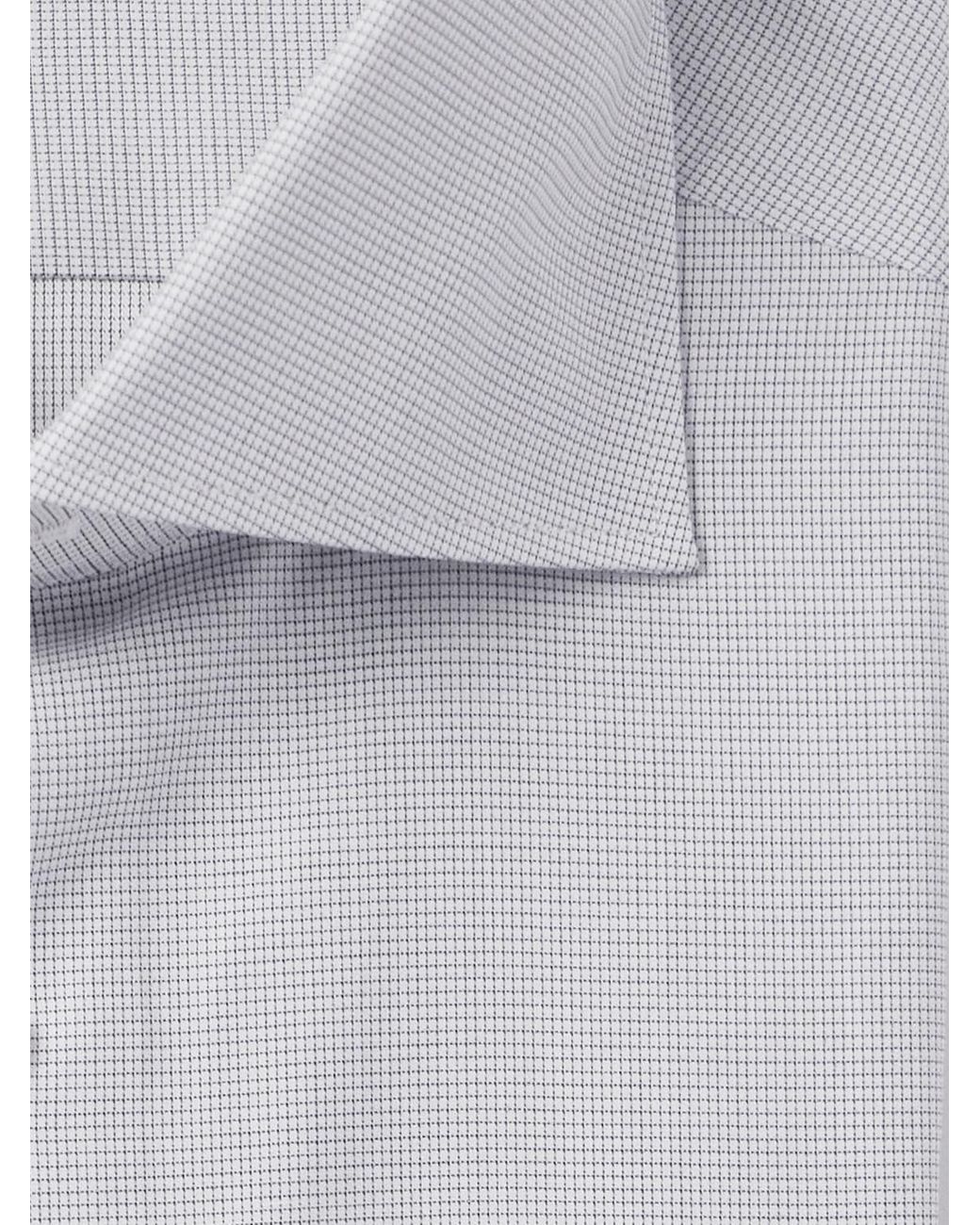 Zegna Gray Cutaway-Collar Micro-Checked Trofeo Cotton-Poplin Shirt for men