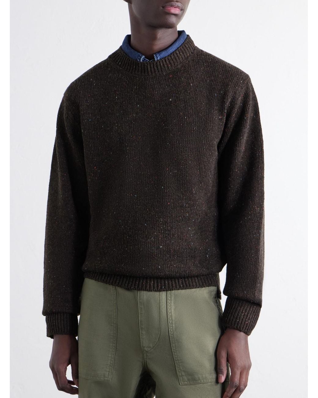 Drake's Black Donegal Mélange Wool, Cashmere And Silk-Blend Sweater for men