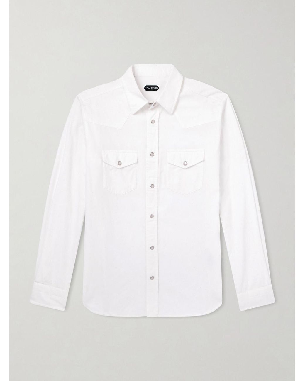 Tom Ford White Cotton-Corduroy Shirt for men