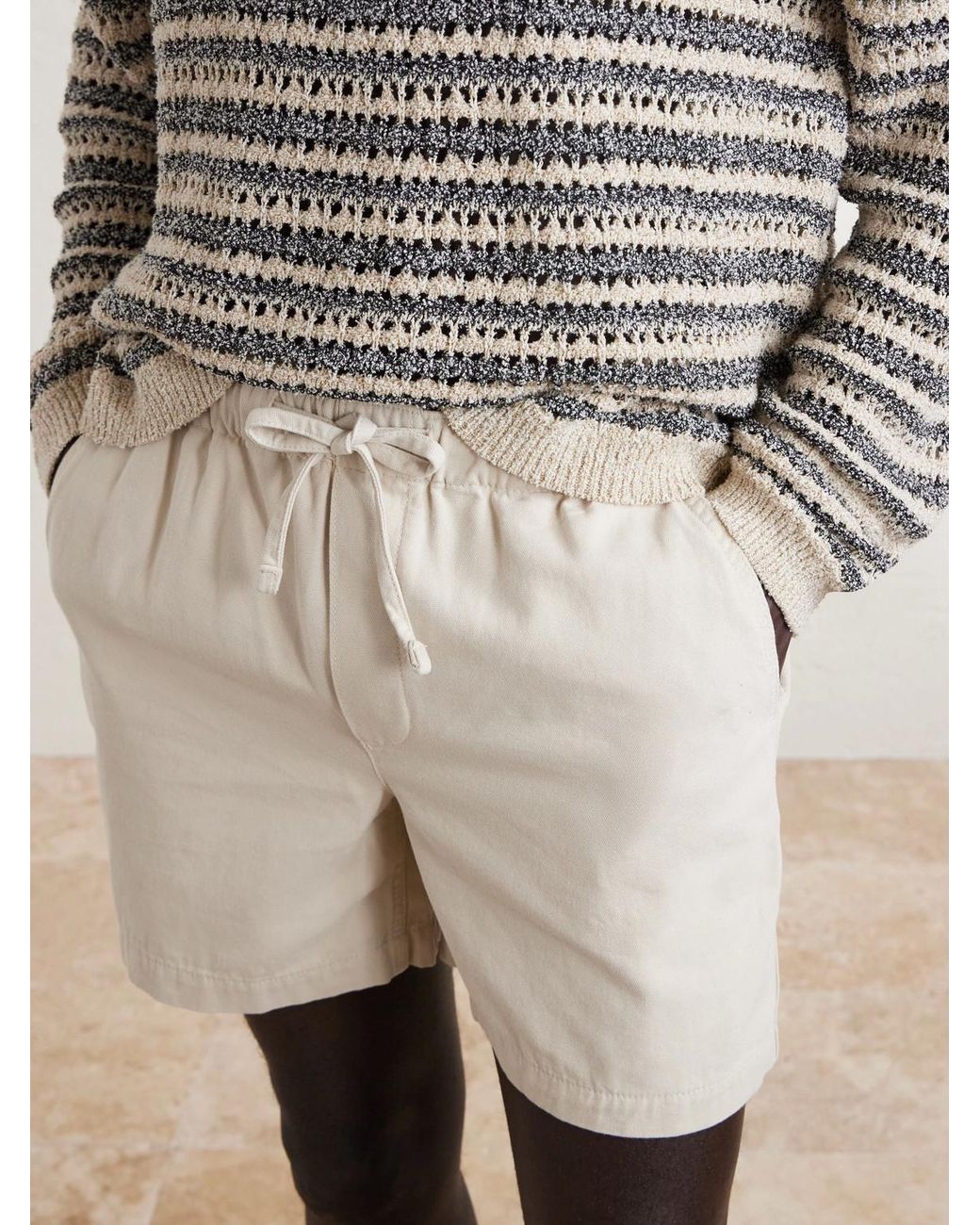 FRAME Natural Straight-Leg Cotton-Canvas Drawstring Shorts for men