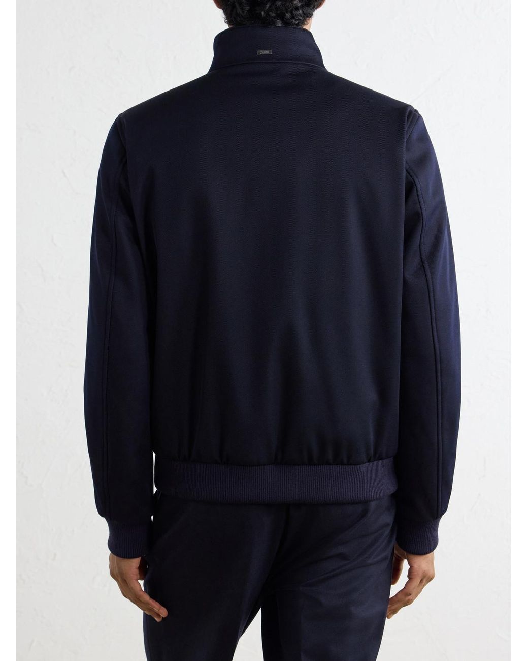 Herno Blue Virgin Wool-Twill Bomber Jacket for men