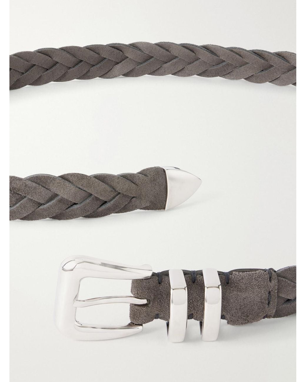 Brunello Cucinelli Brown 2.5cm Woven Suede Belt for men