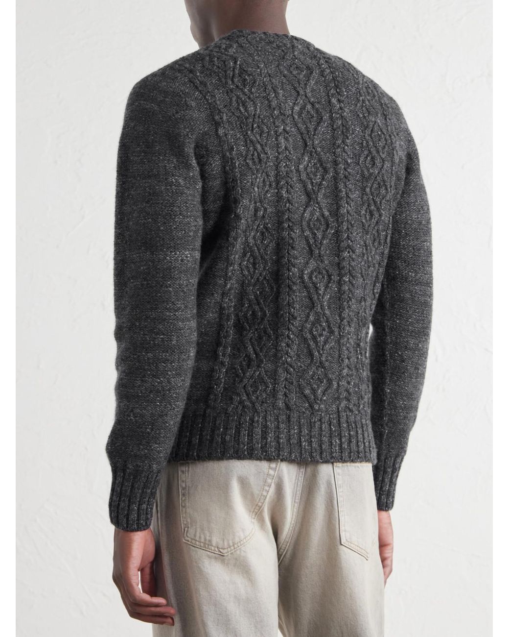 Inis Meáin Gray Aran Cashmere Sweater for men
