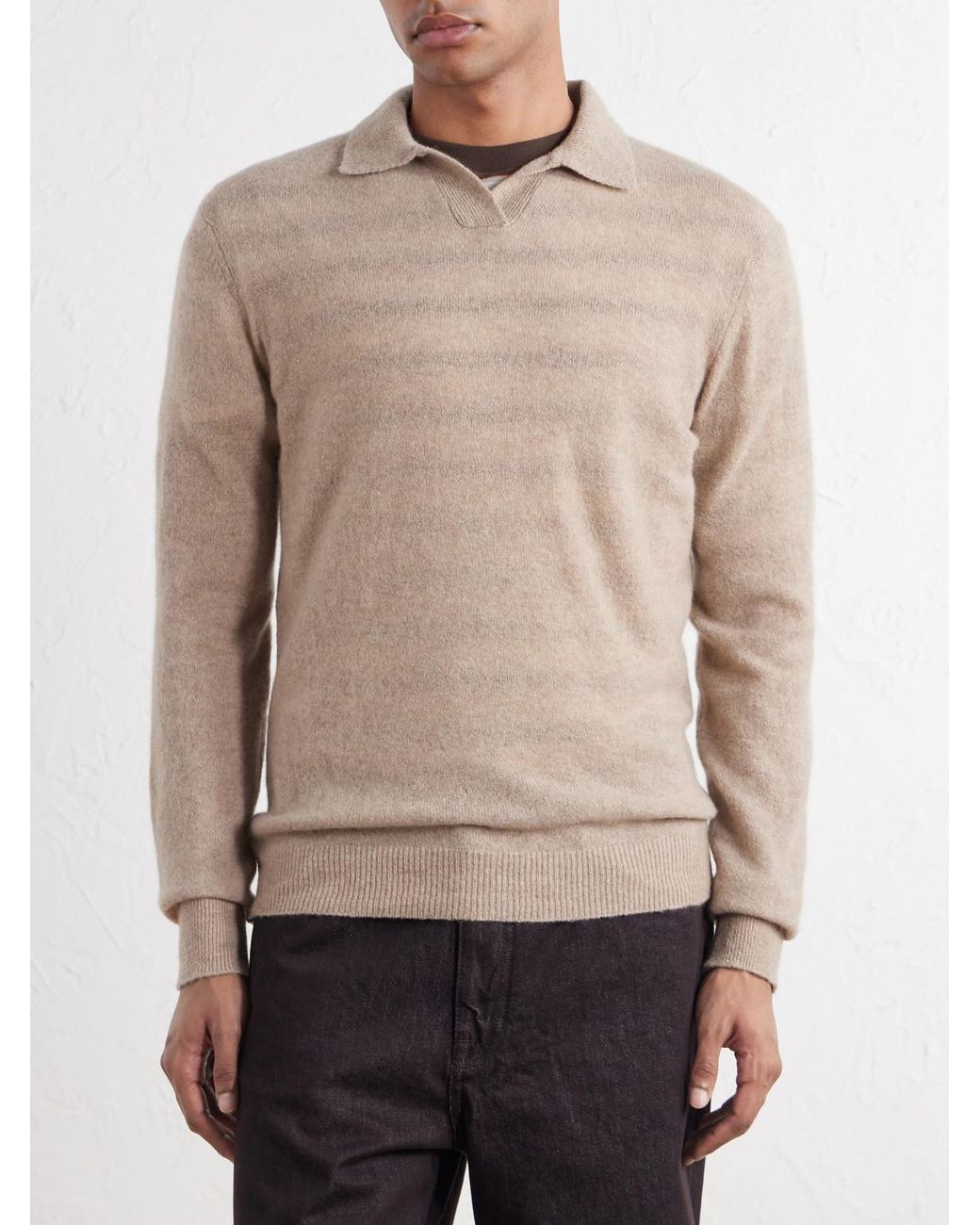 Altea White Wool And Cashmere-Blend Polo Sweater for men