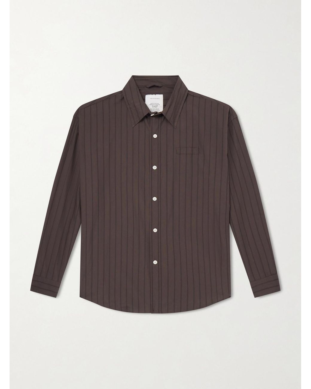 mfpen Brown Essay Pinstriped Cotton Shirt for men