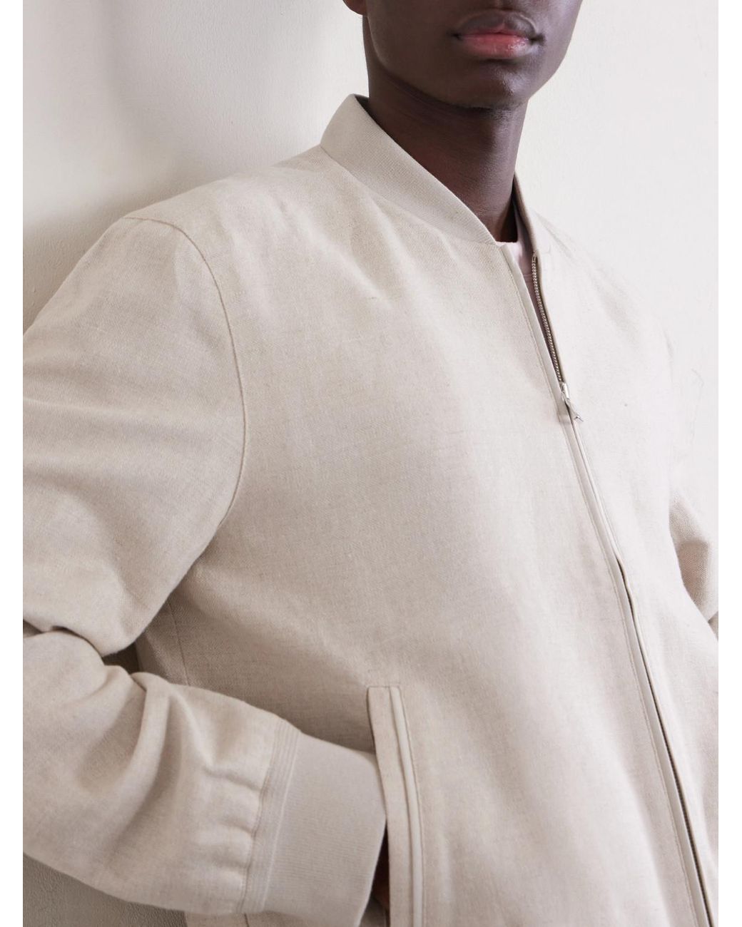 Mr P. Natural Linen And Cotton-blend Bomber Jacket for men