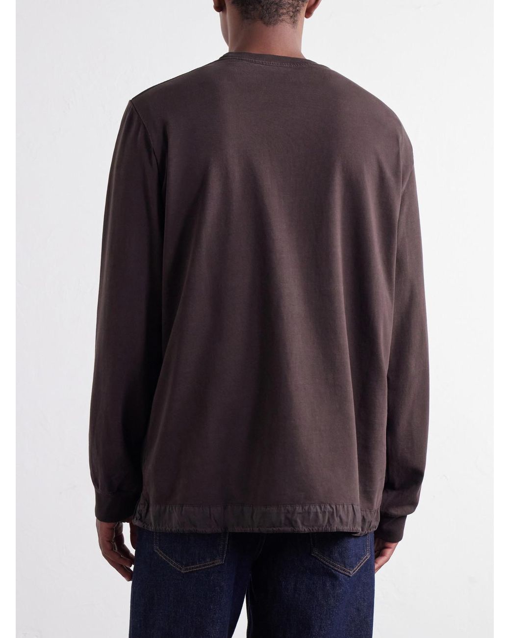 Casey Casey Brown Felix Gabardine-Trimmed Cotton-Jersey T-Shirt for men