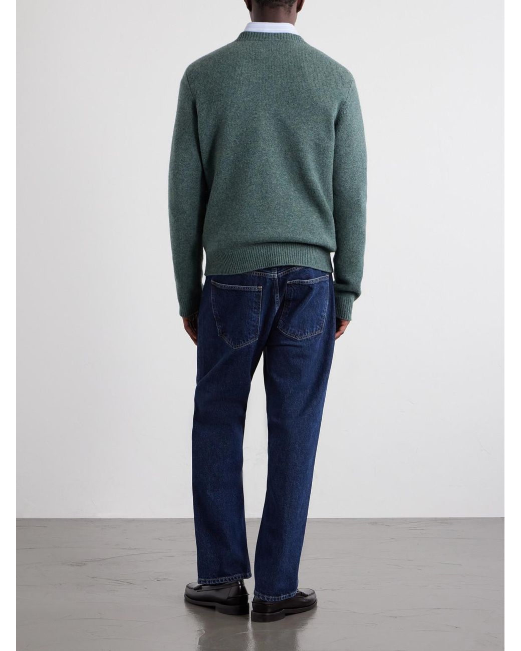 A.P.C. Green Edmond Logo-Intarsia Wool Sweater for men