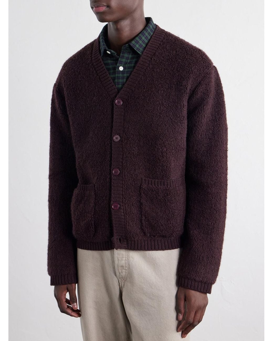 NN07 Brown 60064 Wool-Terry Fleece Cardigan for men