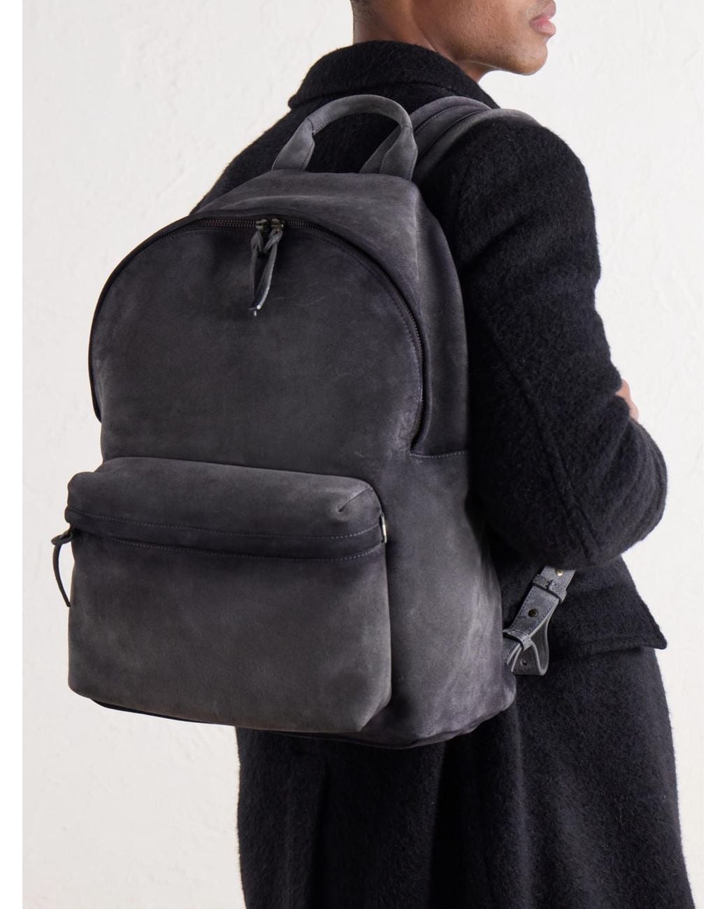 Officine Creative Black Oc Pack/001 Suede Backpack for men