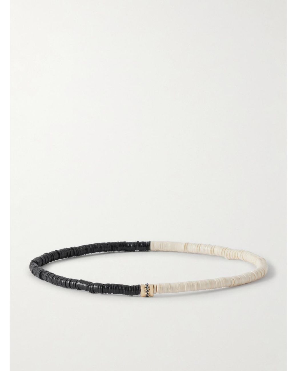 Luis Morais White 14-Karat, Diamond And Stone Beaded Bracelet for men