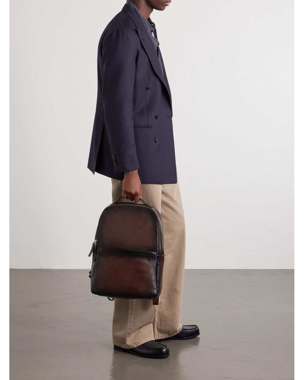 Officine Creative Brown Quentin 023 Full-grain Leather Backpack for men