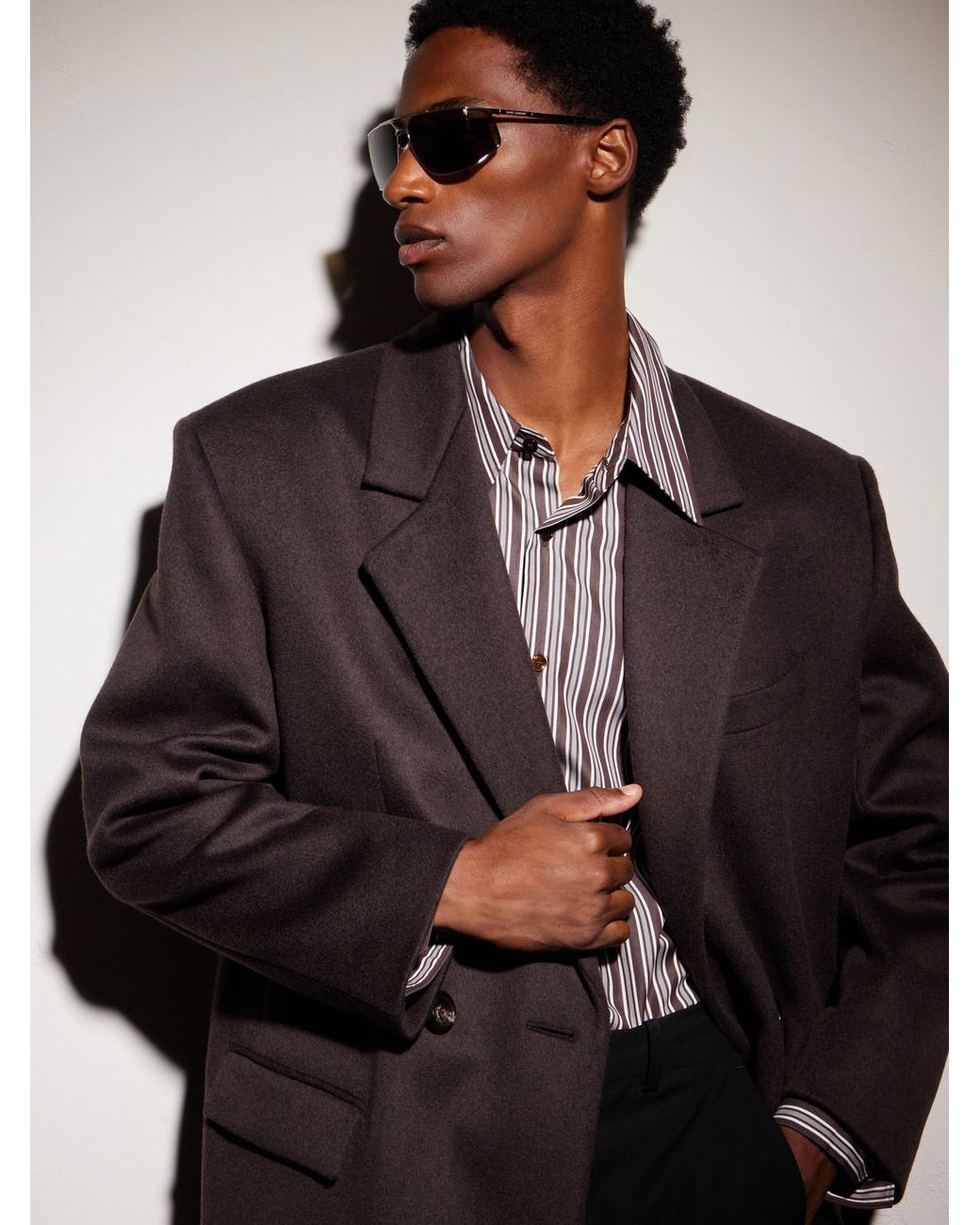 Saint Laurent Natural Sl 750 Double-Bridge Mask Aviator-Style-Tone Metal Sunglasses for men
