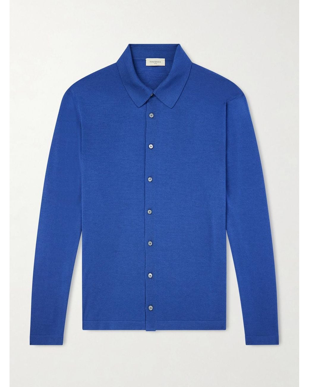 Piacenza 1733 Blue Virgin Wool Shirt for men