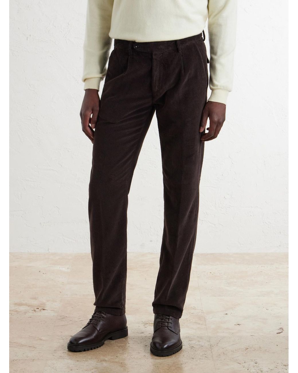 Massimo Alba Black Ionio2 Straight-Leg Cotton-Corduroy Trousers for men