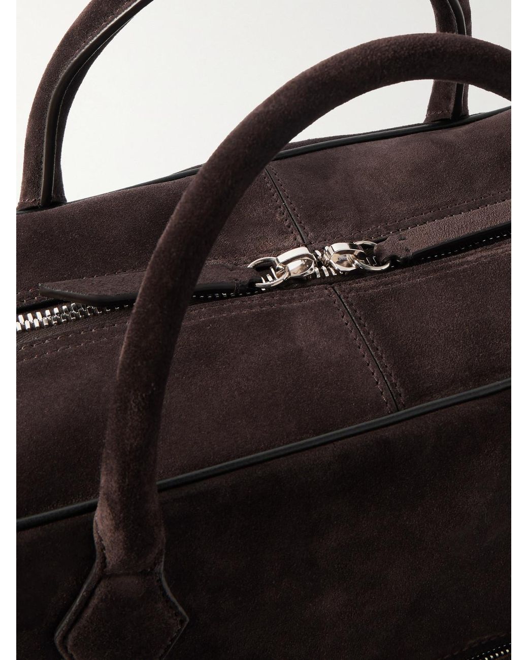 Metier Black Closer All Day Full-Grain Leather-Trimmed Suede Briefcase for men