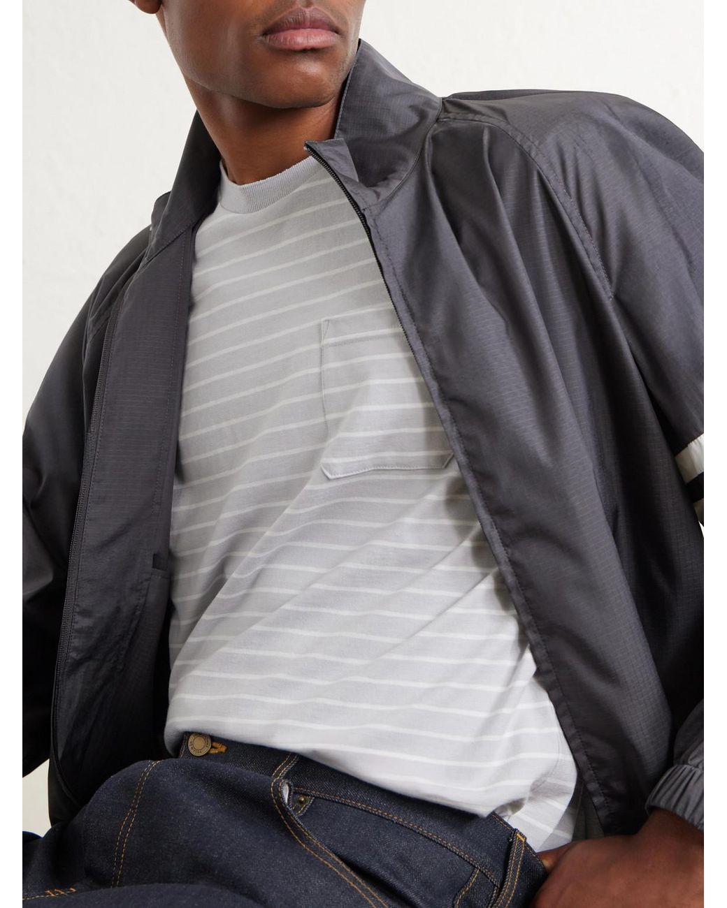 Thom Browne White Striped Cotton Jersey T-Shirt for men