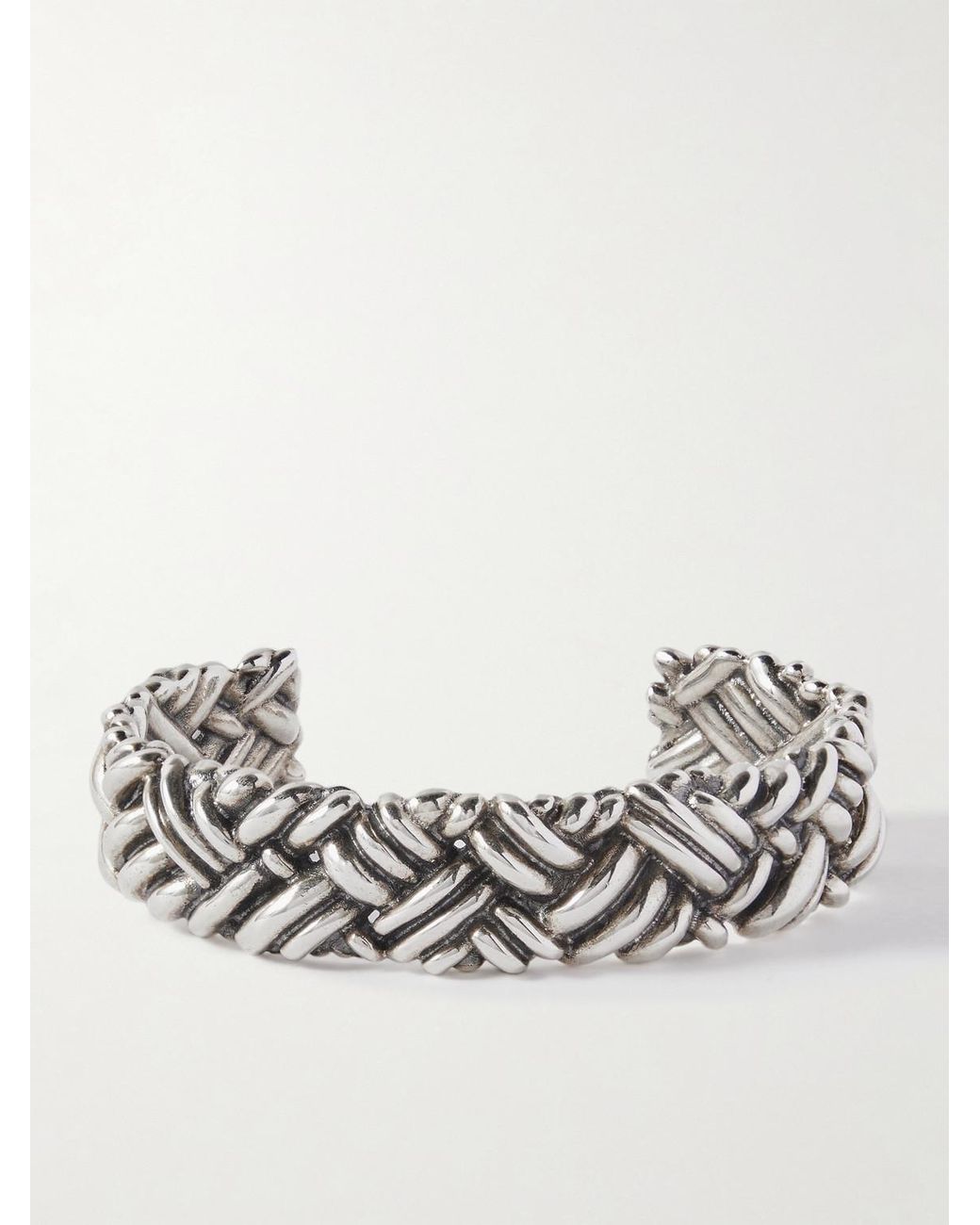 Bottega Veneta Metallic Engraved Sterling Cuff for men