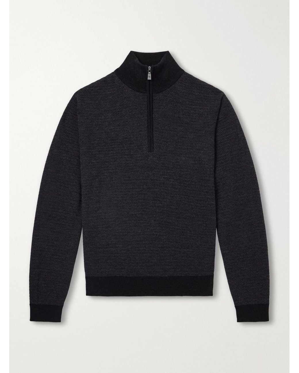 Frescobol Carioca Blue Heitor Merino Wool Half-Zip Sweater for men