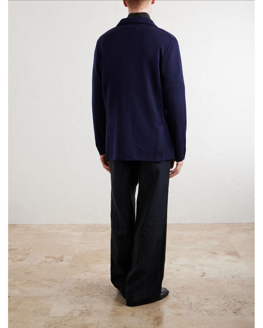 Lardini Blue Knitted Virgin Wool Blazer for men