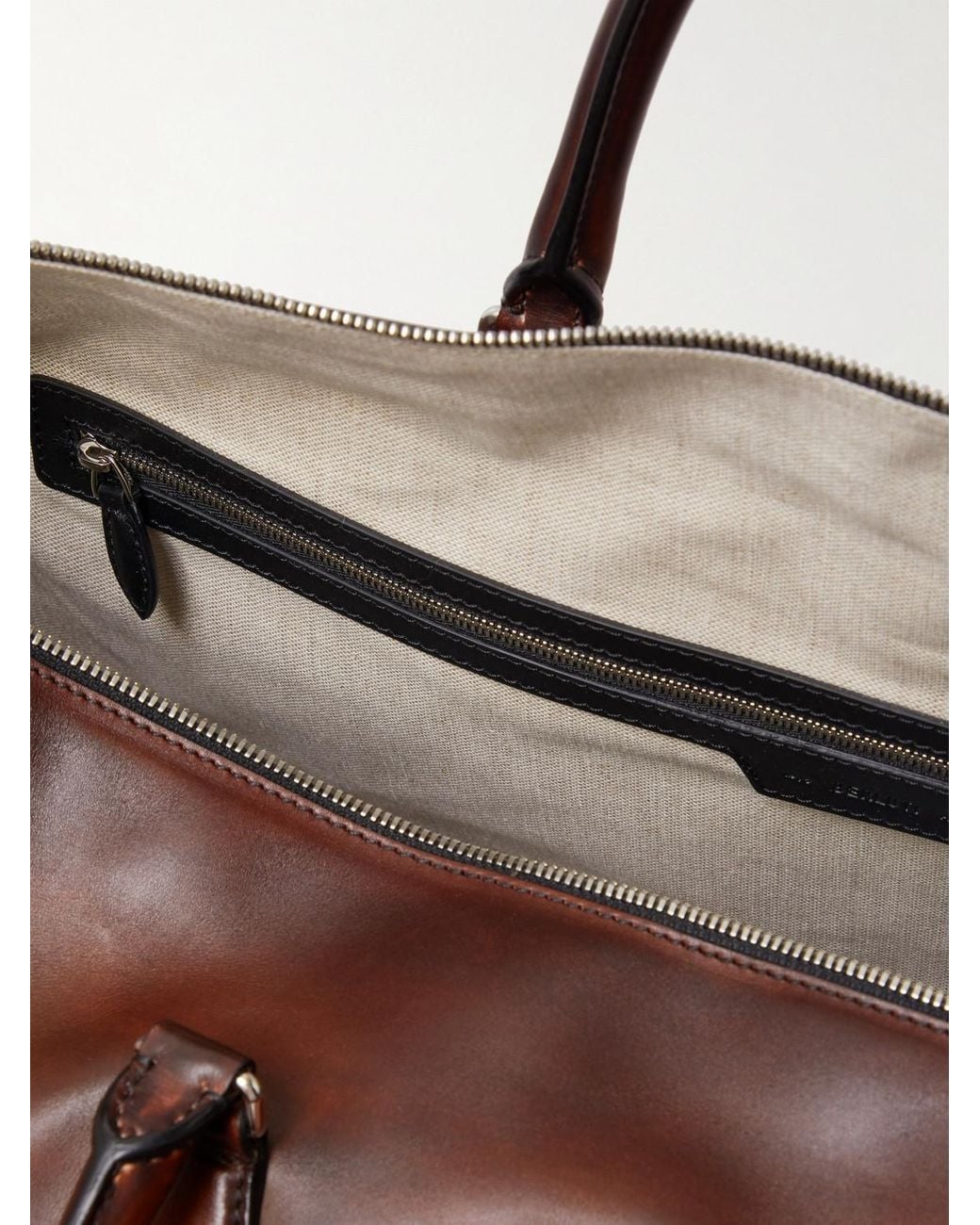 Berluti Brown Jour Off Scritto Venezia Leather Duffle Bag for men