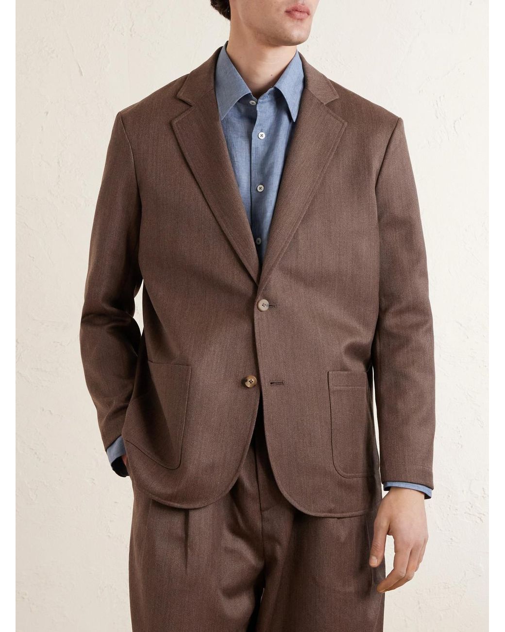 De Bonne Facture Brown Writers Wool And Cotton-Blend Suit Jacket for men