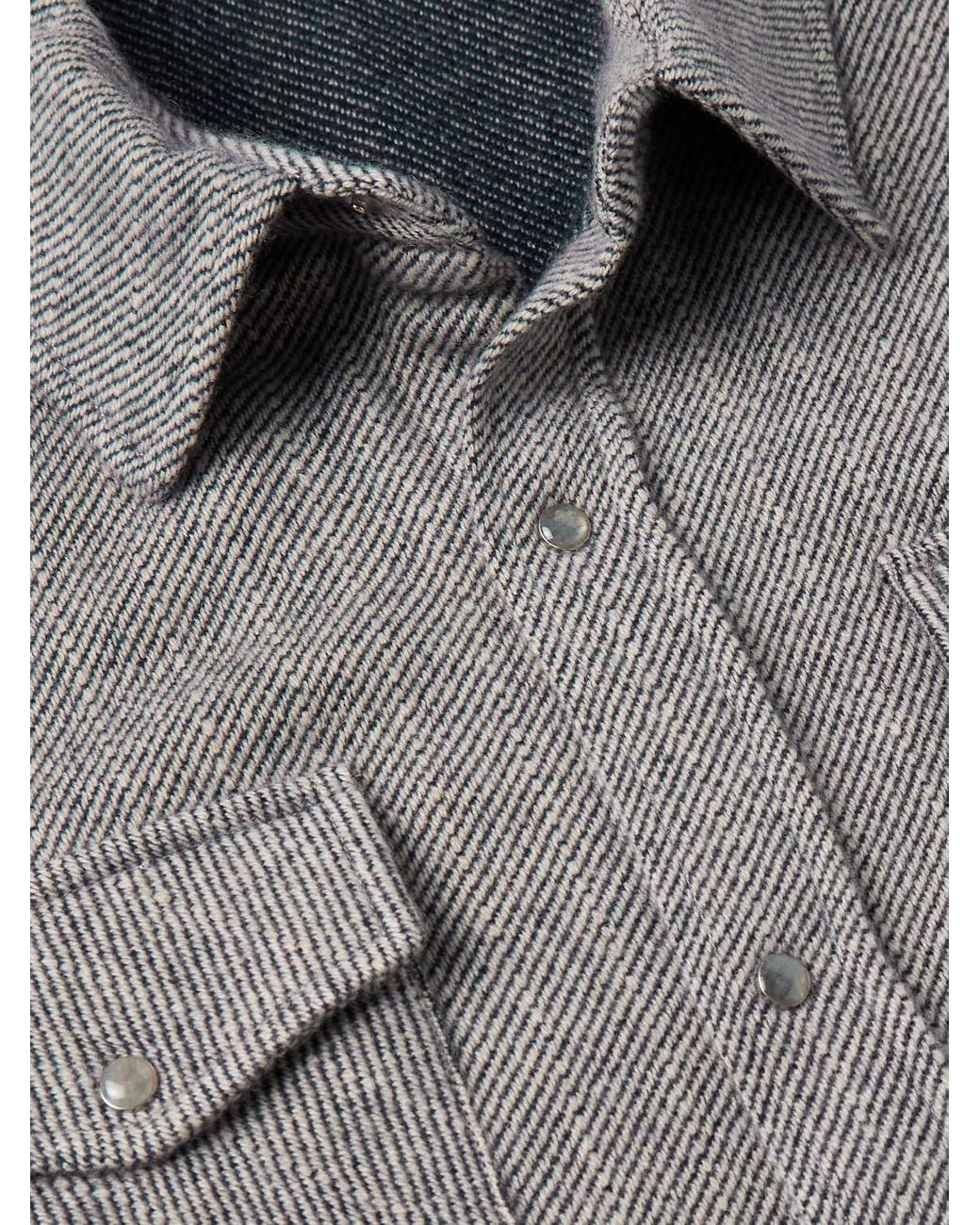 God's True Cashmere Gray Striped Cashmere Shirt for men