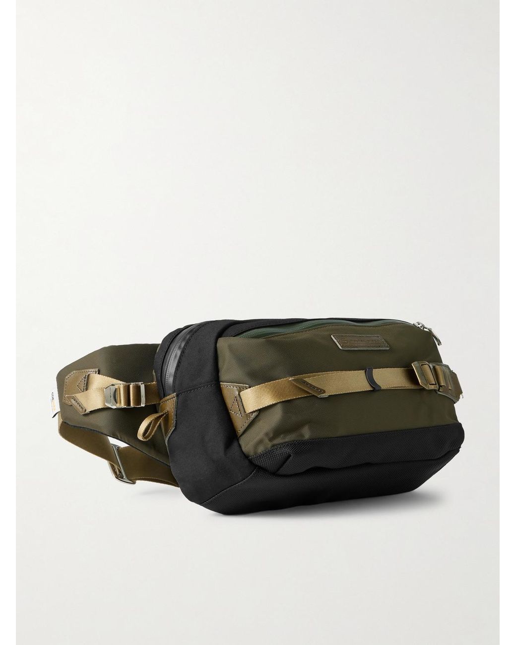 Master Piece Green Potential Leather-trimmed Cordura® Ballistic Nylon Belt Bag for men