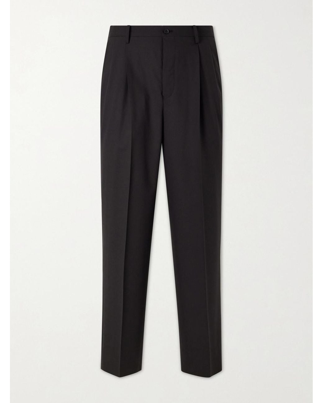 Kaptain Sunshine Black Straight-leg Pleated Wool-poplin Trousers for men