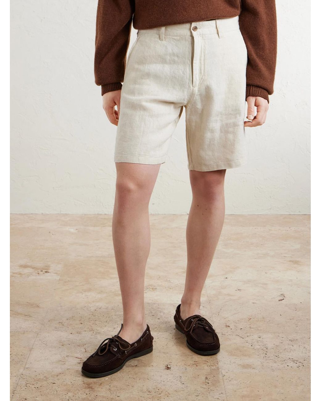 NN07 Natural Aden 1454 Straight-Leg Linen Shorts for men