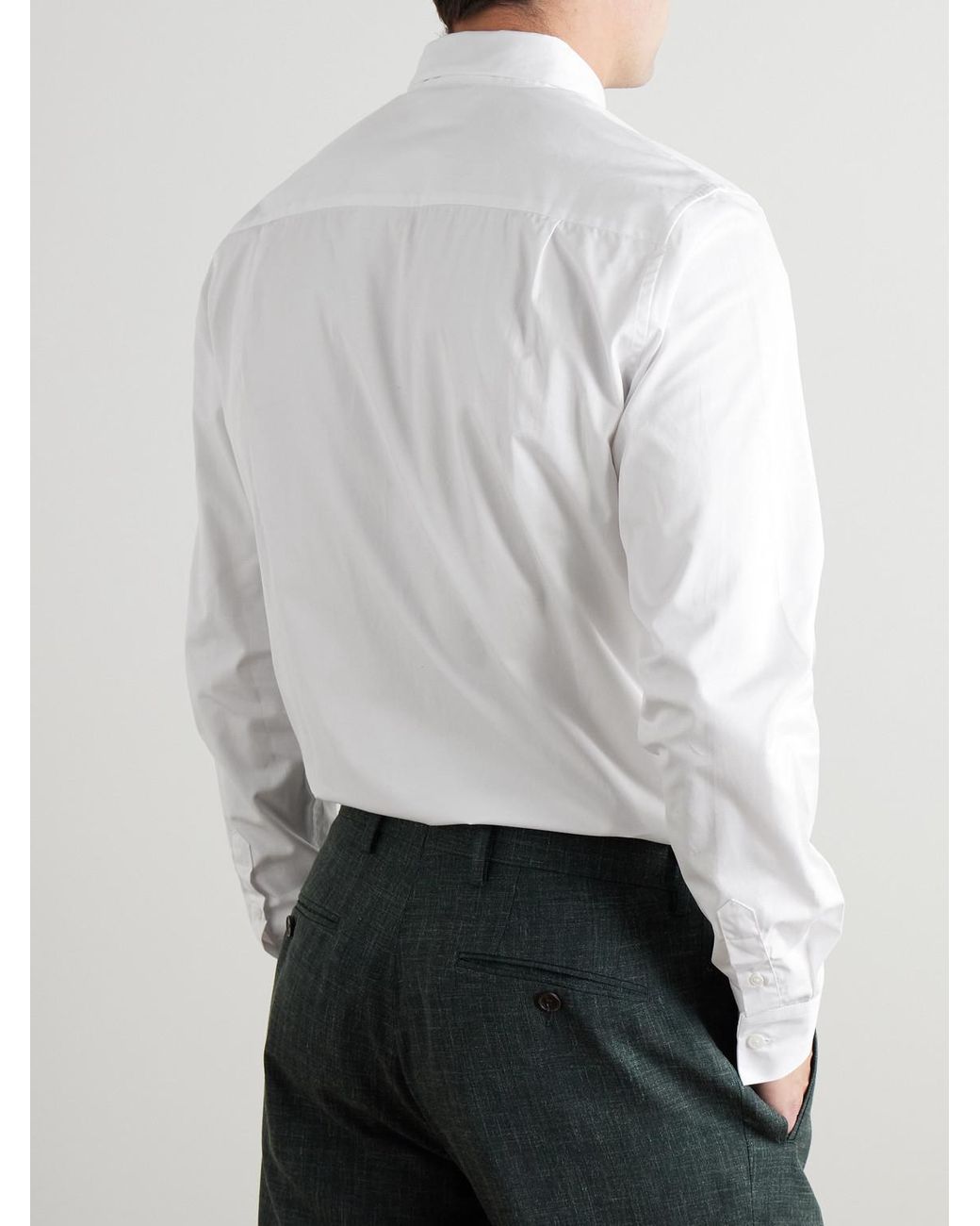 Mr P. White Cutaway-Collar Cotton-Poplin Shirt for men