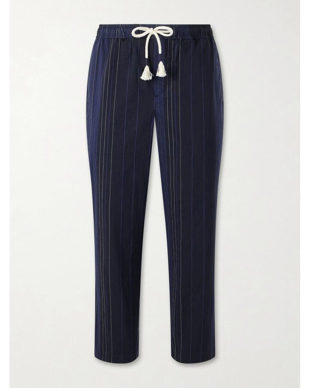 Orlebar Brown Blue Sonoran Velo Straight-Leg Striped Cotton Drawstring Trousers for men