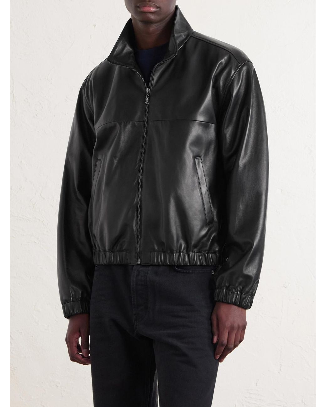 Saint Laurent Black Leather Blouson Jacket for men