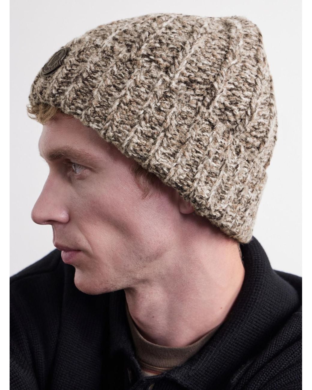 Moncler Gray Ribbed Wool-blend Beanie for men