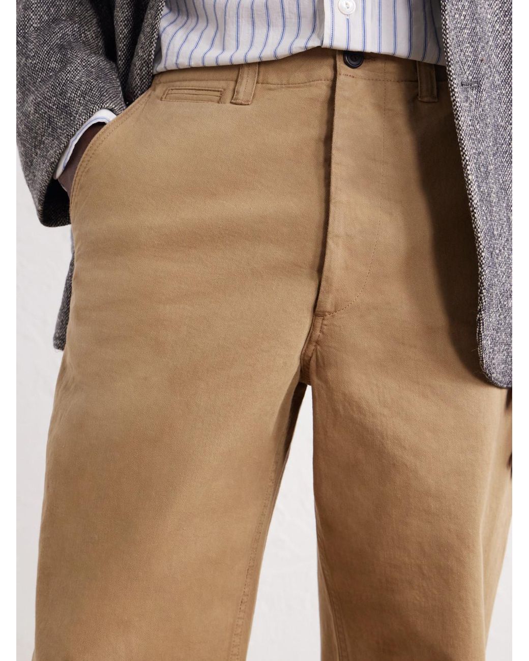 Drake's Natural Officer Chino Wide-Leg Cotton-Twill Trousers for men