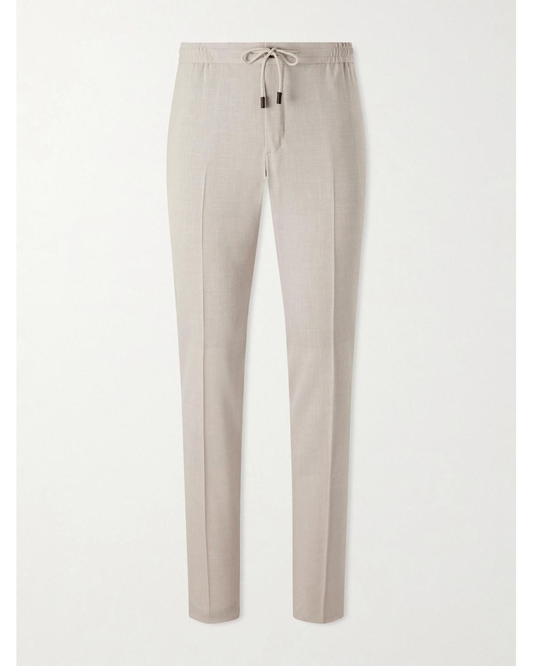 Slowear Natural Straight-Leg Pleated Virgin Wool, Silk And Linen-Blend Trousers for men